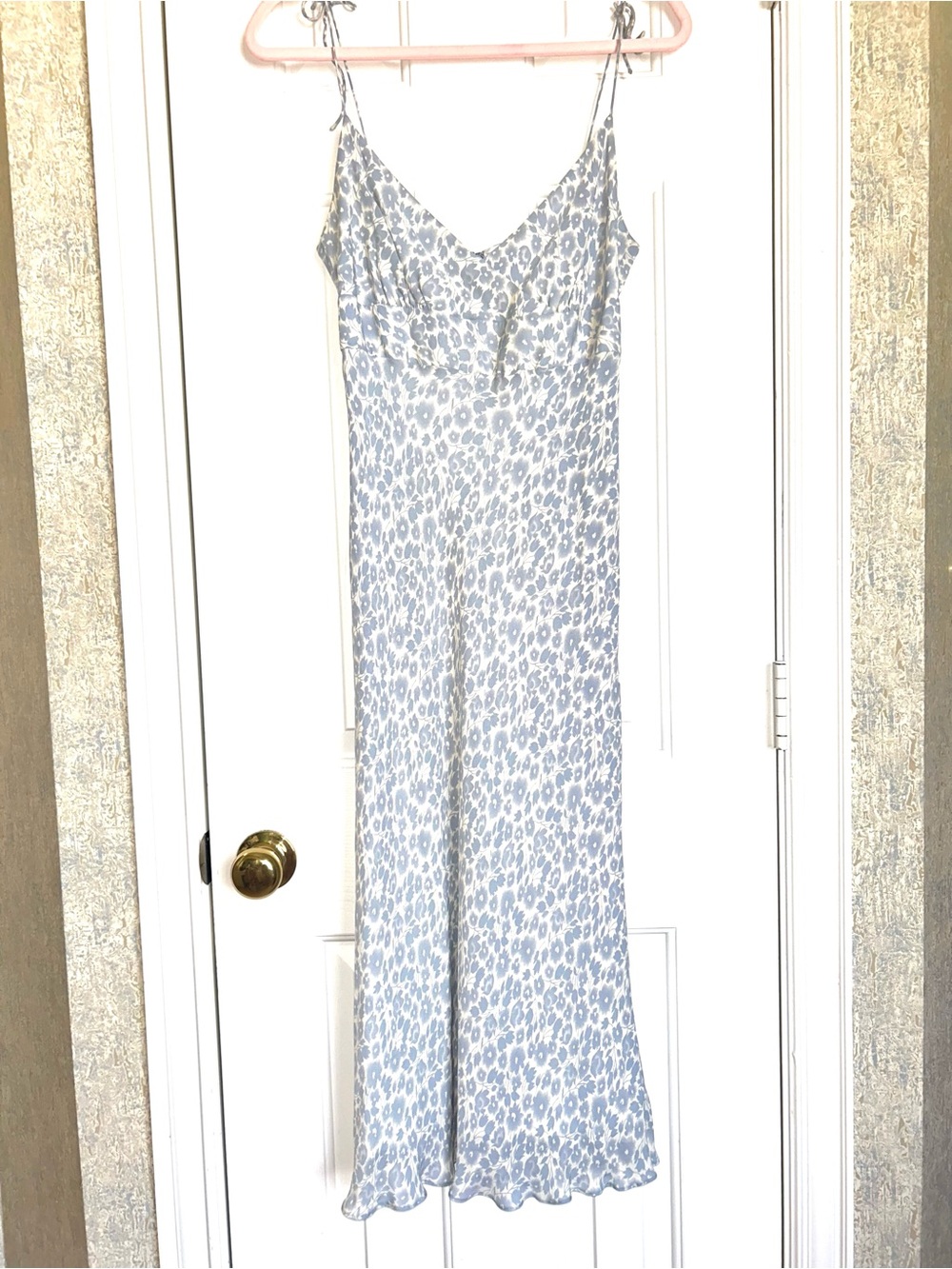 J. Crew muted blue floral silk midi Dress